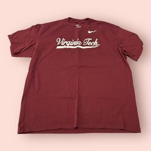 Nike Shirt Mens Large Burgundy Short Sleeve Crew Neck Virginia Tech Graphic Tee